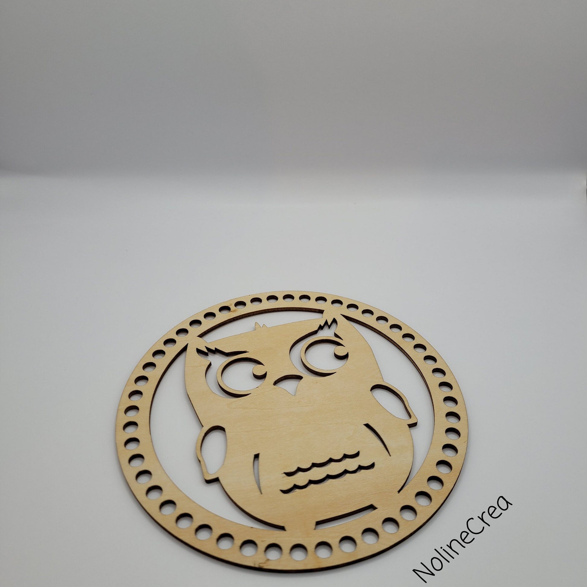 Base en bois pré-percer sculpter Hibou pour création crochet