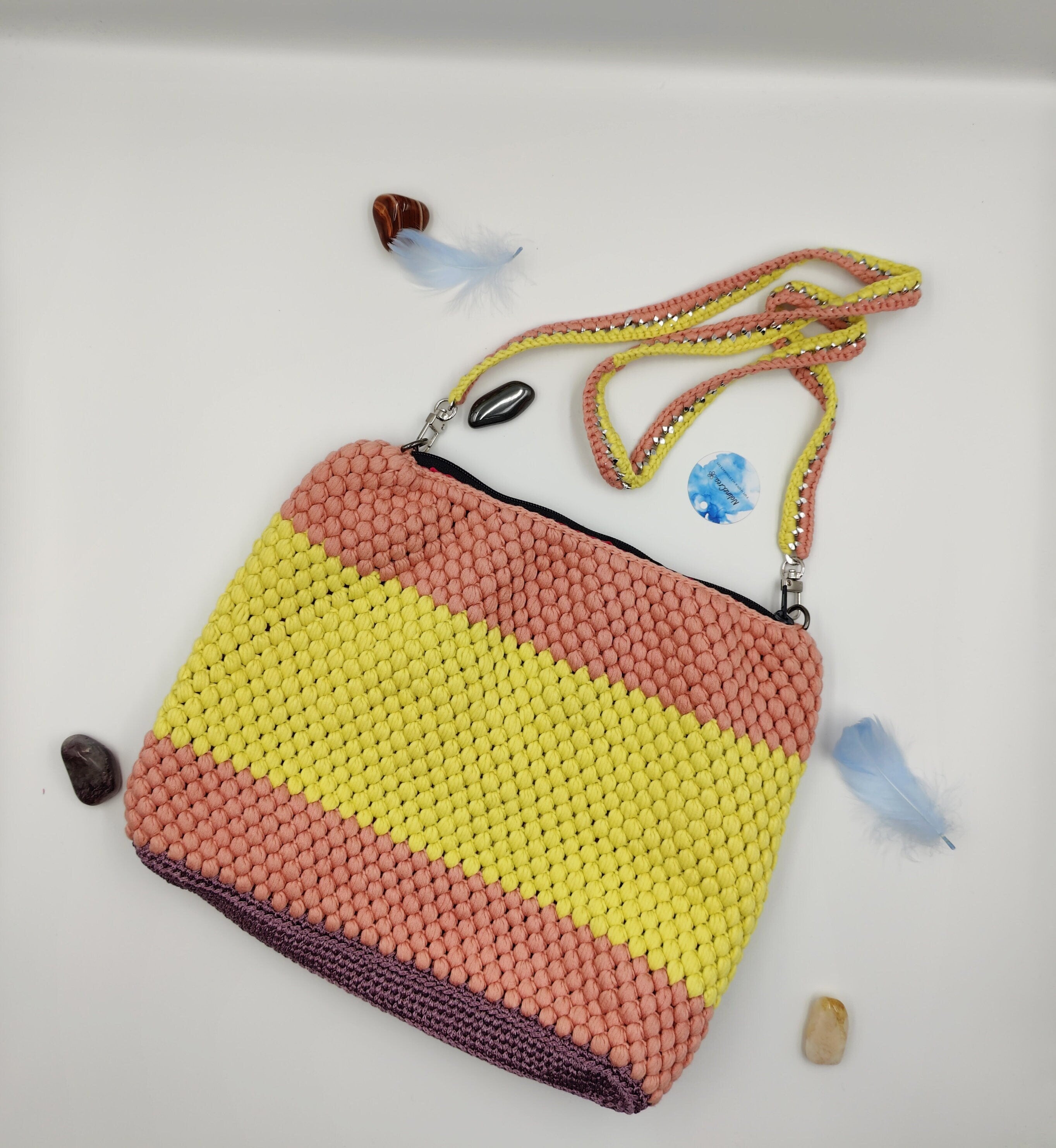 Soleil d'été – Sac bandoulière crocheté à texture bulle