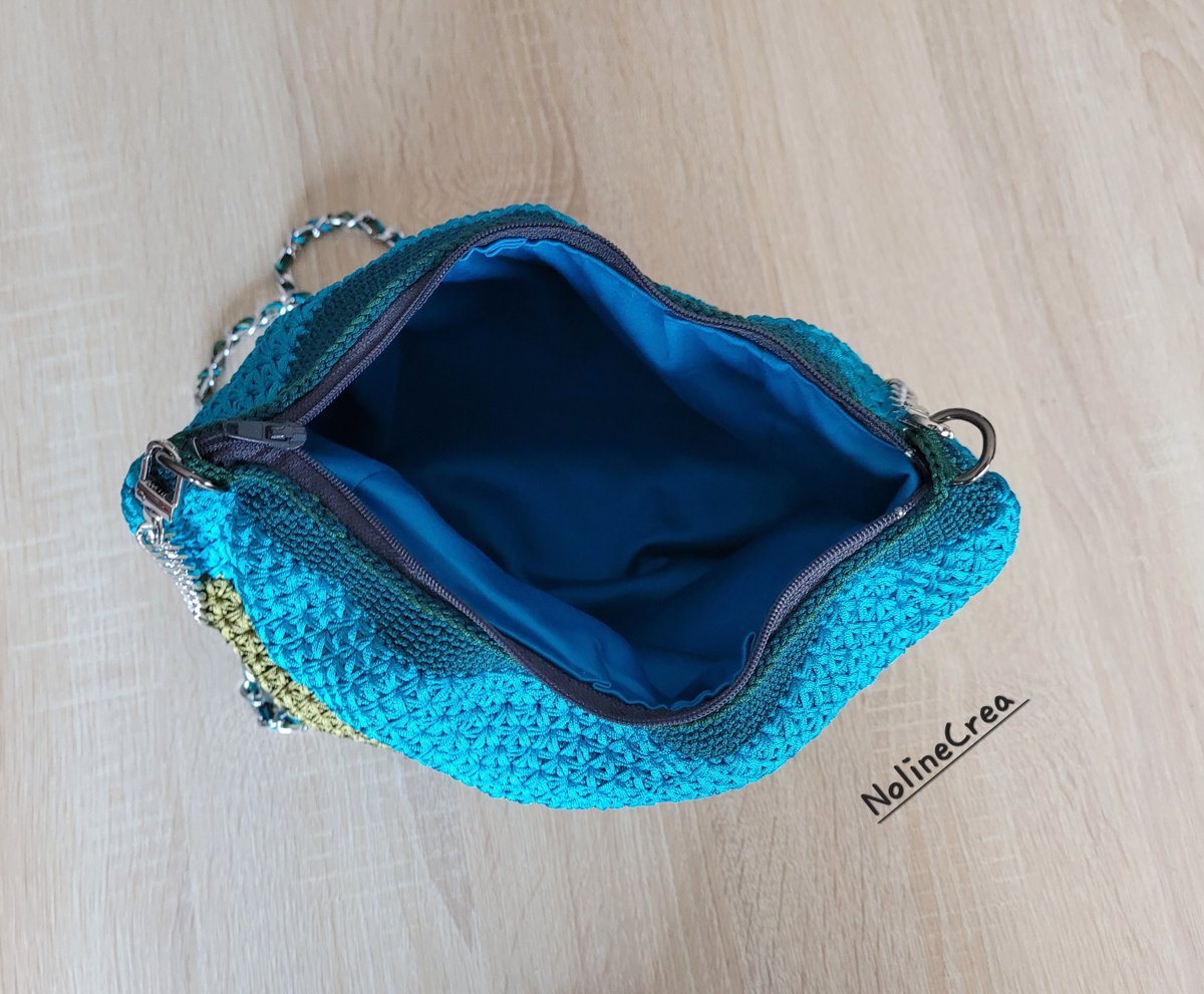 Sac à main en crochet – Dégradé de vert et bleu lagon