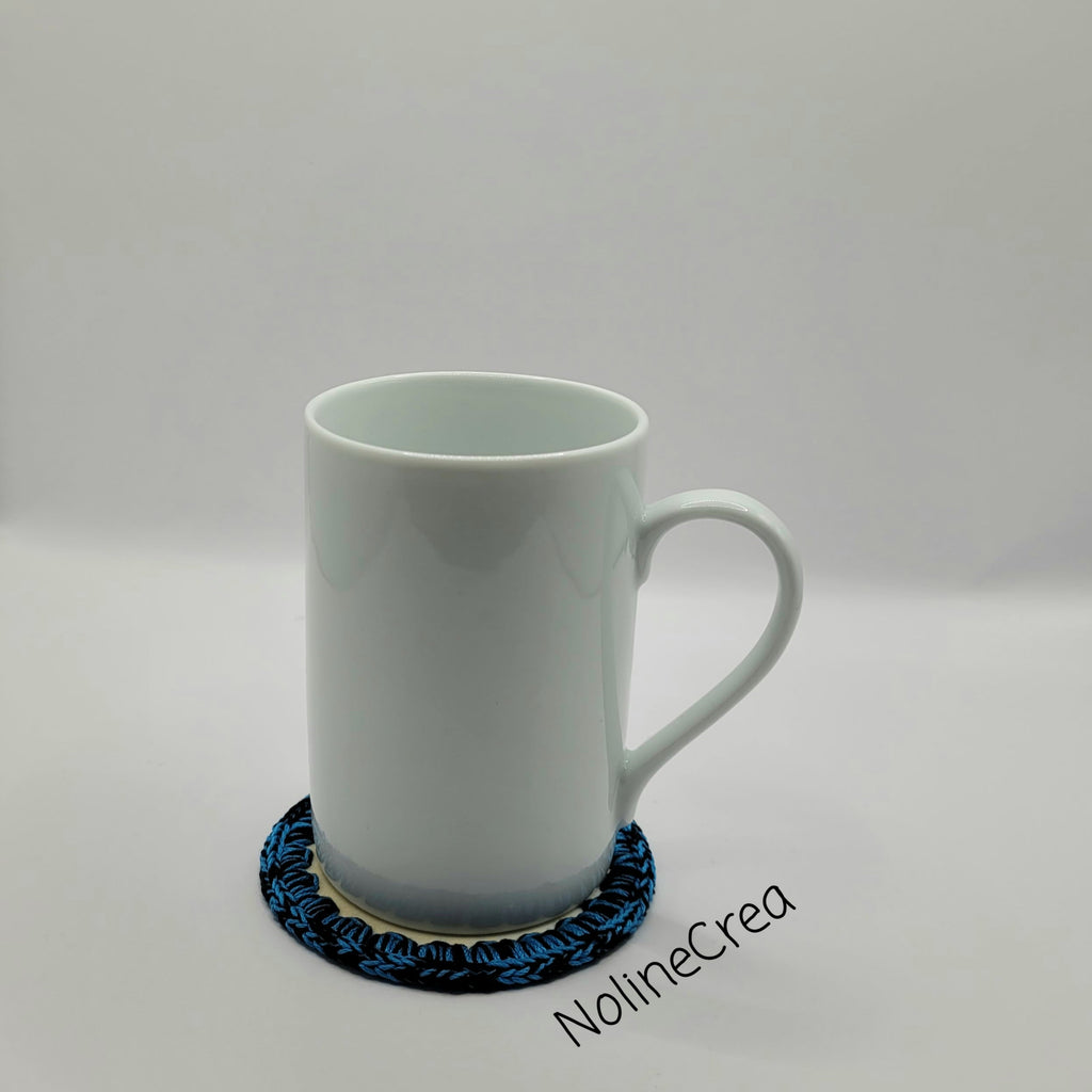 dessous de tasse ou verre base rond  bleu noir