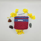 petit pot au crochet fait main avec du fil tissus recyclé