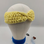 Bandeau de tête fait main au crochet jaune scintillant