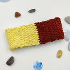 Bandeau de tête fait main au crochet jaune et rouge scintillant