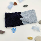 bandeau de tête au crochet bicolore bleu clair et foncé