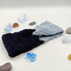 bandeau de tête au crochet bicolore bleu clair et foncé