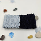 bandeau de tête au crochet bicolore bleu clair et foncé