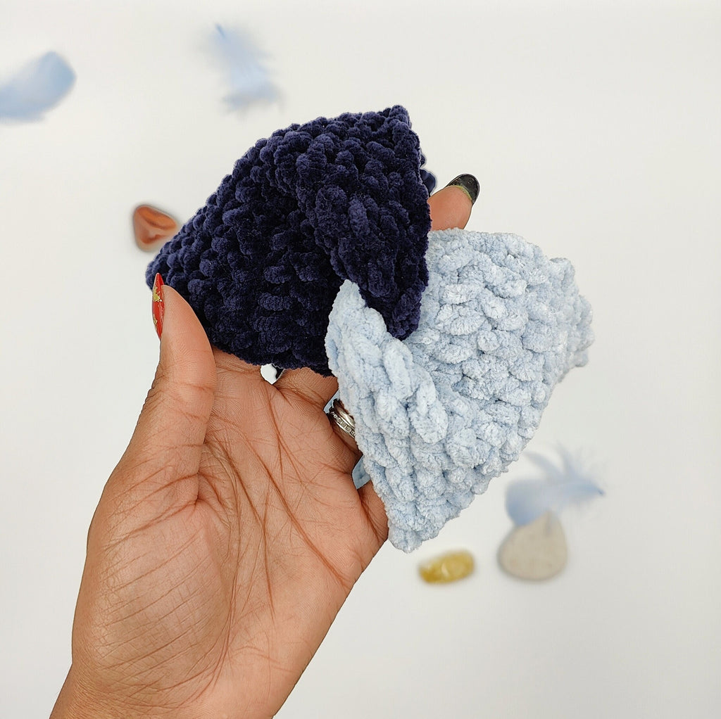 bandeau de tête au crochet bicolore bleu clair et foncé