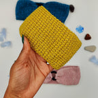 bandeau de tête au crochet fait avec fil brillant 