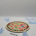 base en bois ronde pré-percer customiser mandala fleurs pour création crochet