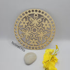 base en bois sculpté fleurs et papillons, pour création crochet
