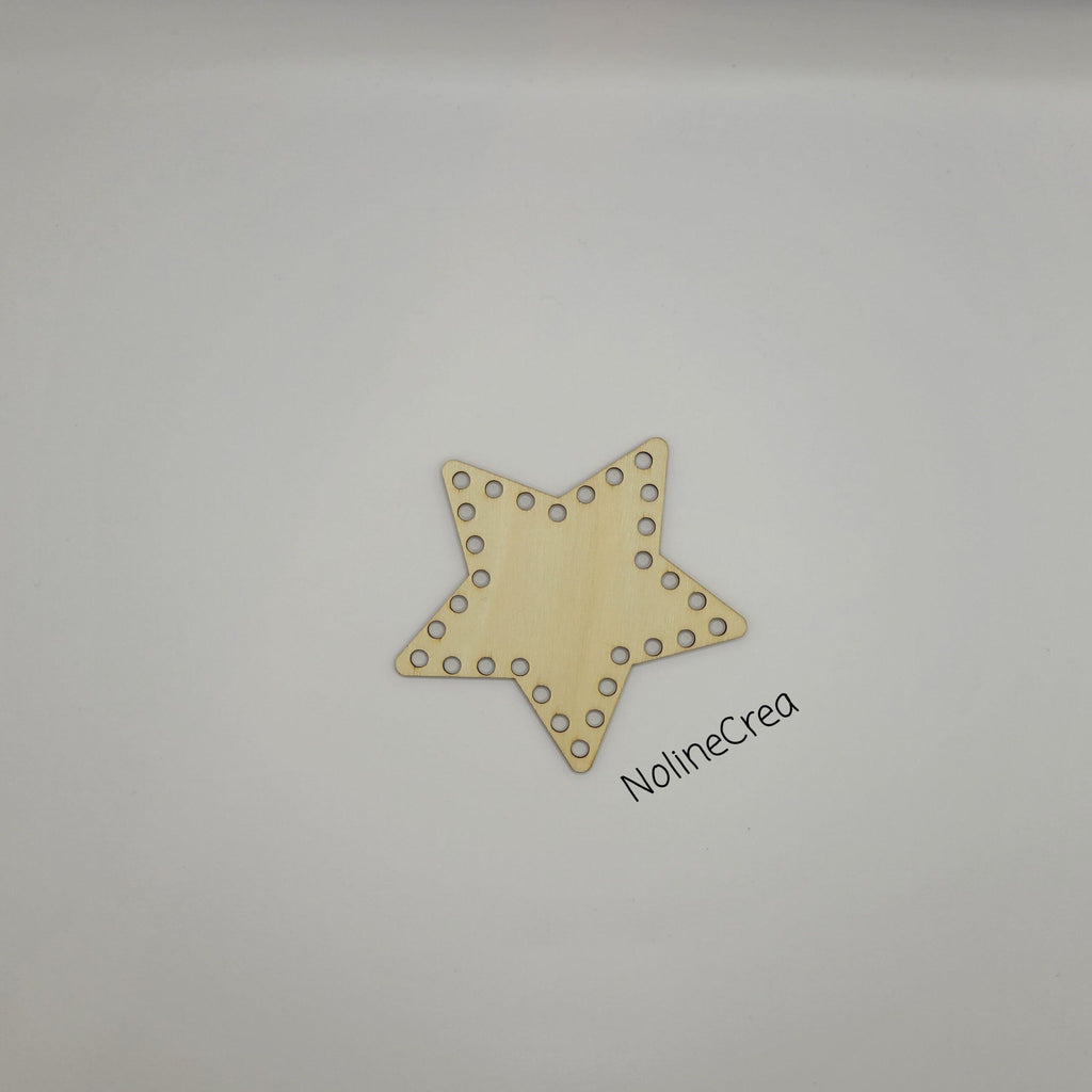 base en bois étoile 10cm pré percé motif pour création crochet