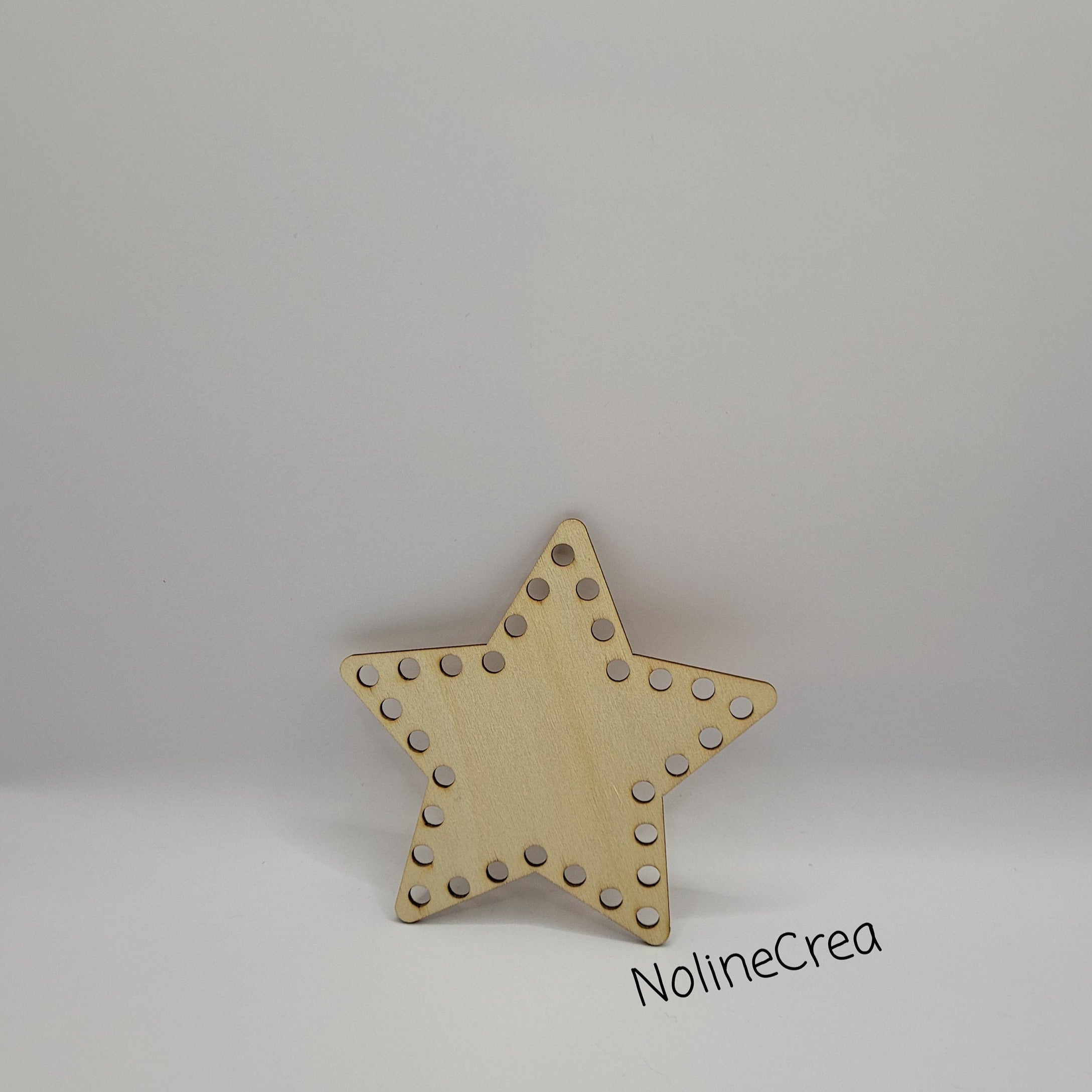 base en bois étoile 10cm pré percé motif pour création crochet