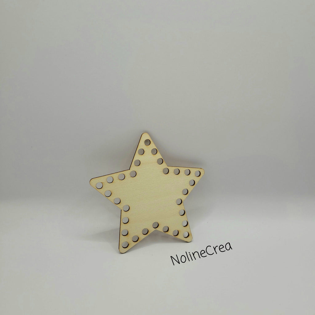 base en bois etoile 10cm pré percé motif pour création crochet