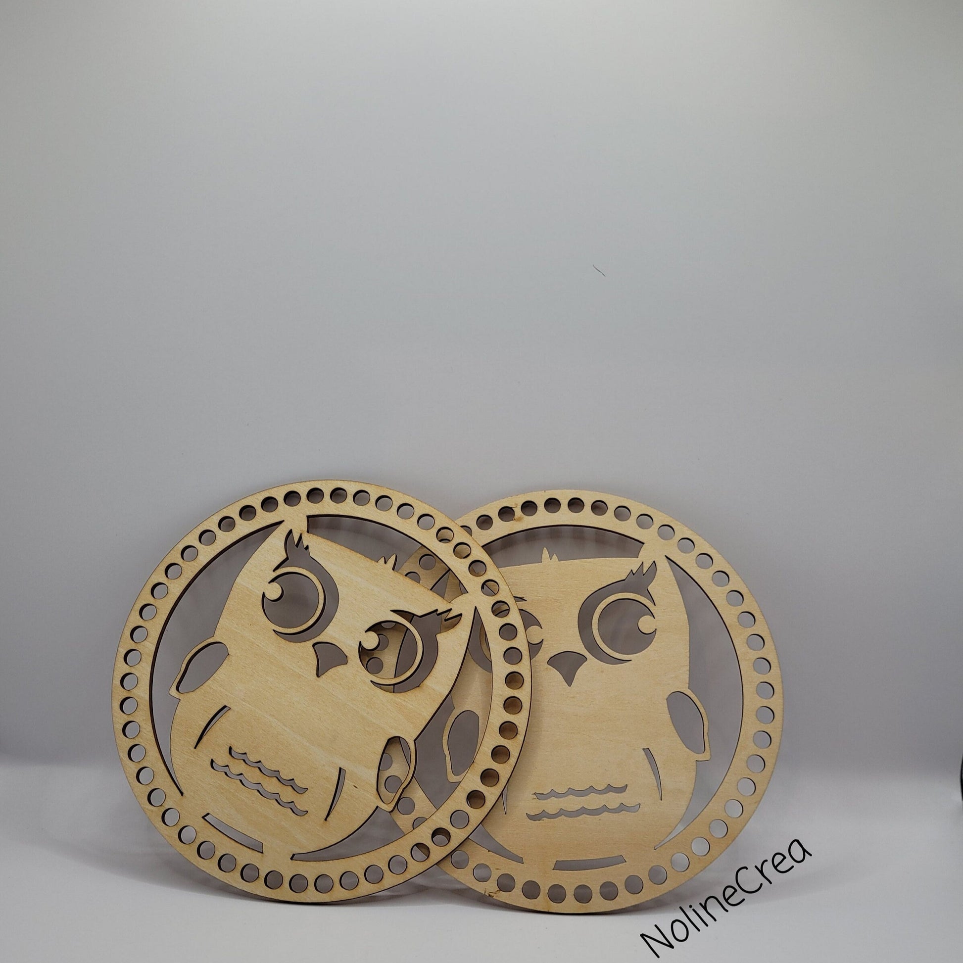 Base en  bois pré-percer sculpter Hibou pour création crochet