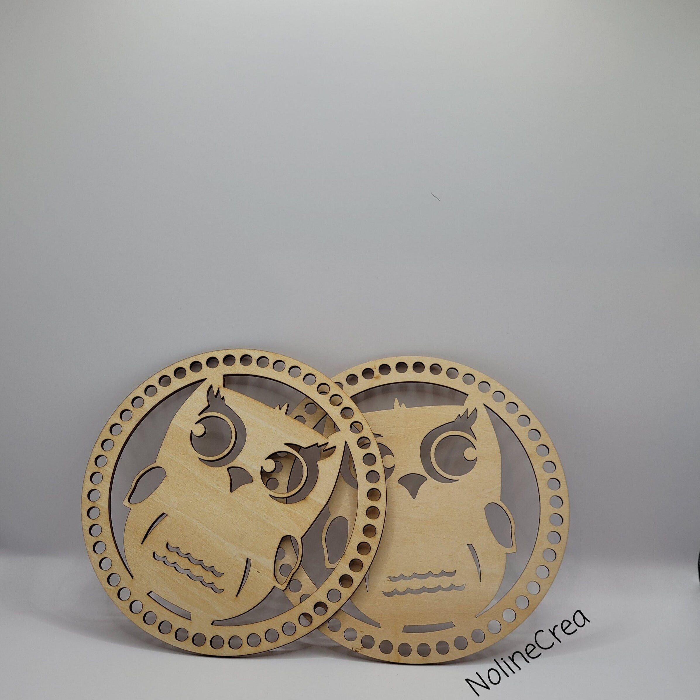 Base en  bois pré-percer sculpter Hibou pour création crochet