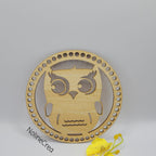 Base en  bois pré-percer sculpter Hibou pour création crochet