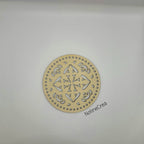 Base ronde en bois 15 cm sculpté style oriental pour création crochet