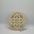 Base ronde en bois 15 cm sculpté style oriental pour création crochet