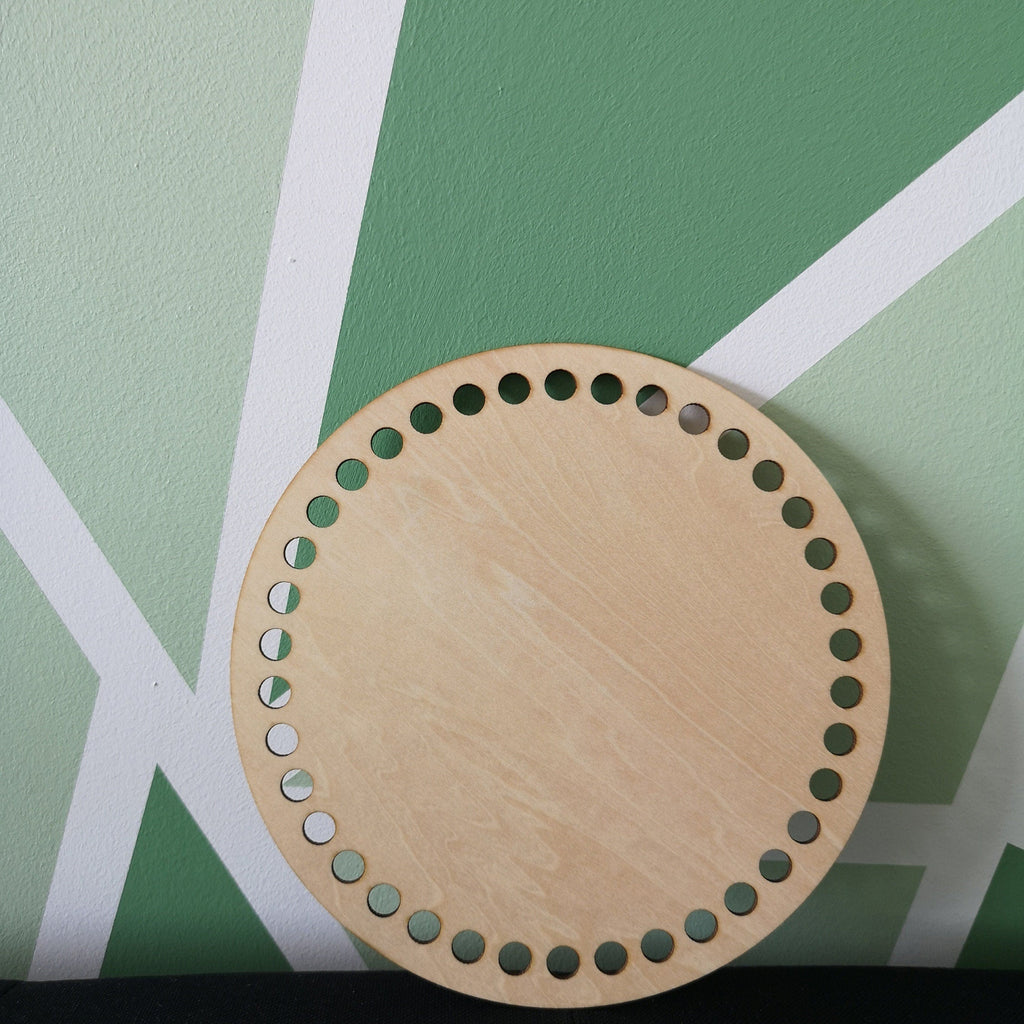 base en bois ronde pré-percer pour crochet
