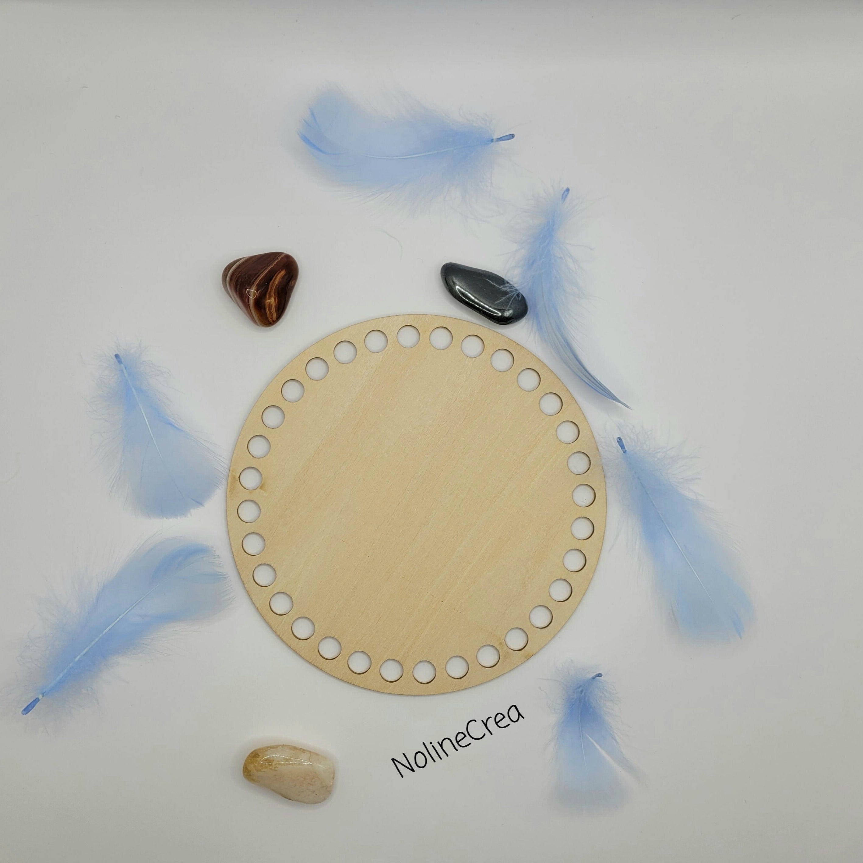 base en bois ronde pré-percer pour crochet