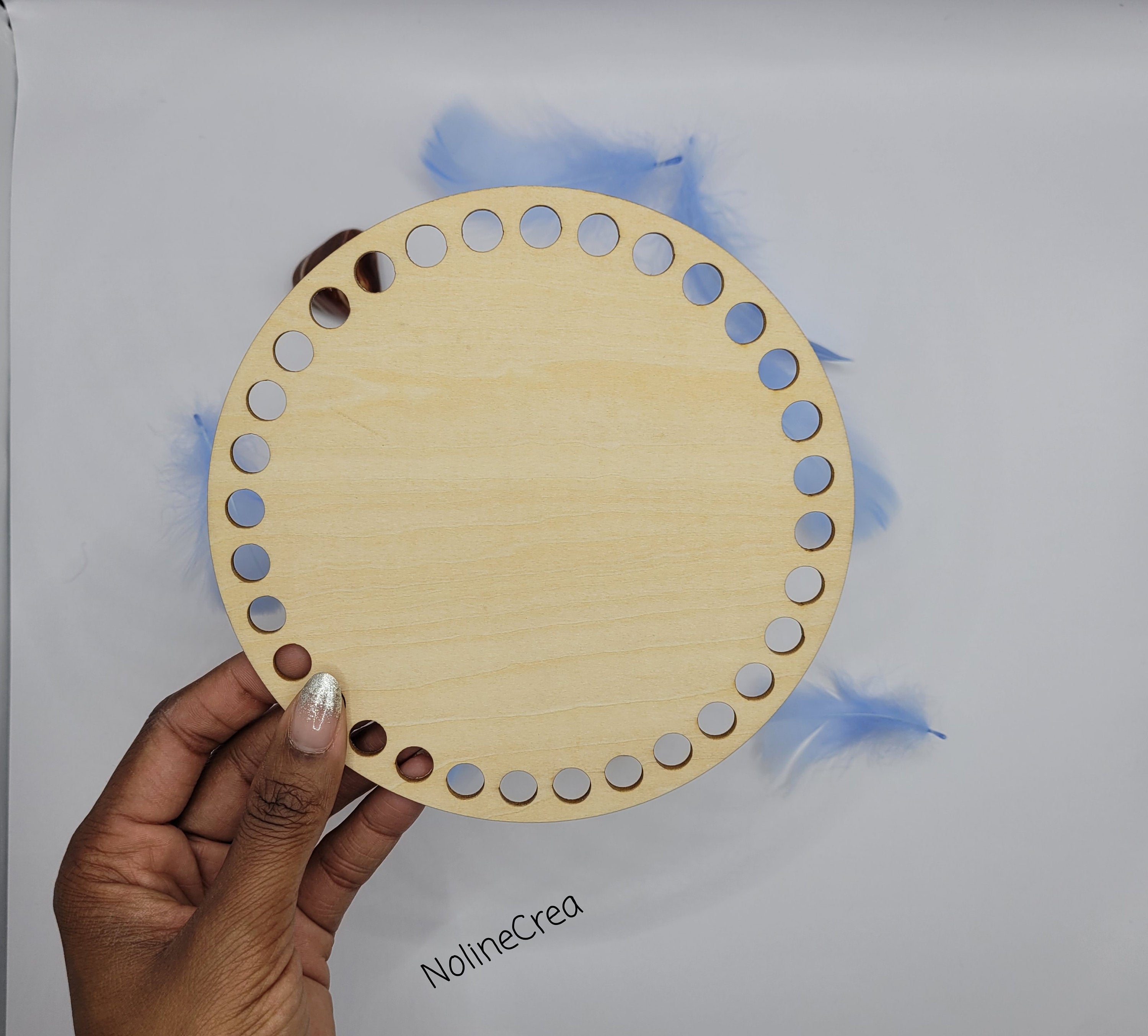 base en bois ronde pré-percer pour crochet