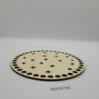 Base en bois ronde de 15 cm, prépercer sculpté avec de petites étoiles

