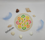 base en bois 15 cm avec dessin mandala fait au crayon