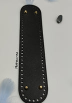 base en simili cuir de forme ovale noir, prépercer pour création crochet