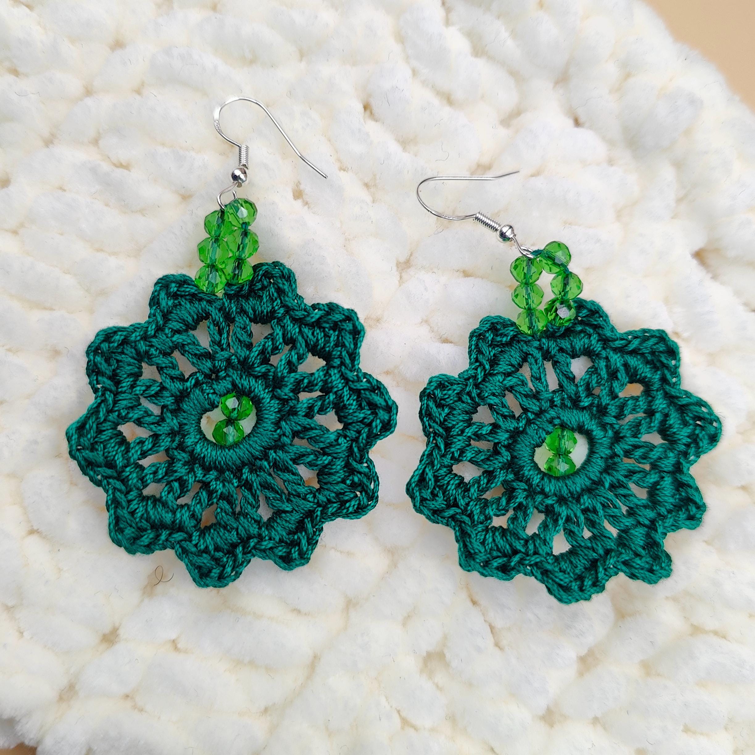 boucles d'oreilles fait main au crochet,  avec perles 