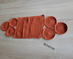 centre de table orange fais main au crochet