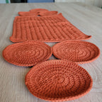 centre de table orange fais main au crochet