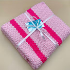 Couverture bébé fait main au crochet - Deux tons de rose - Taille 57 cm x 76 cm