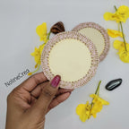 dessous de tasse ou verre base rond beige et rose