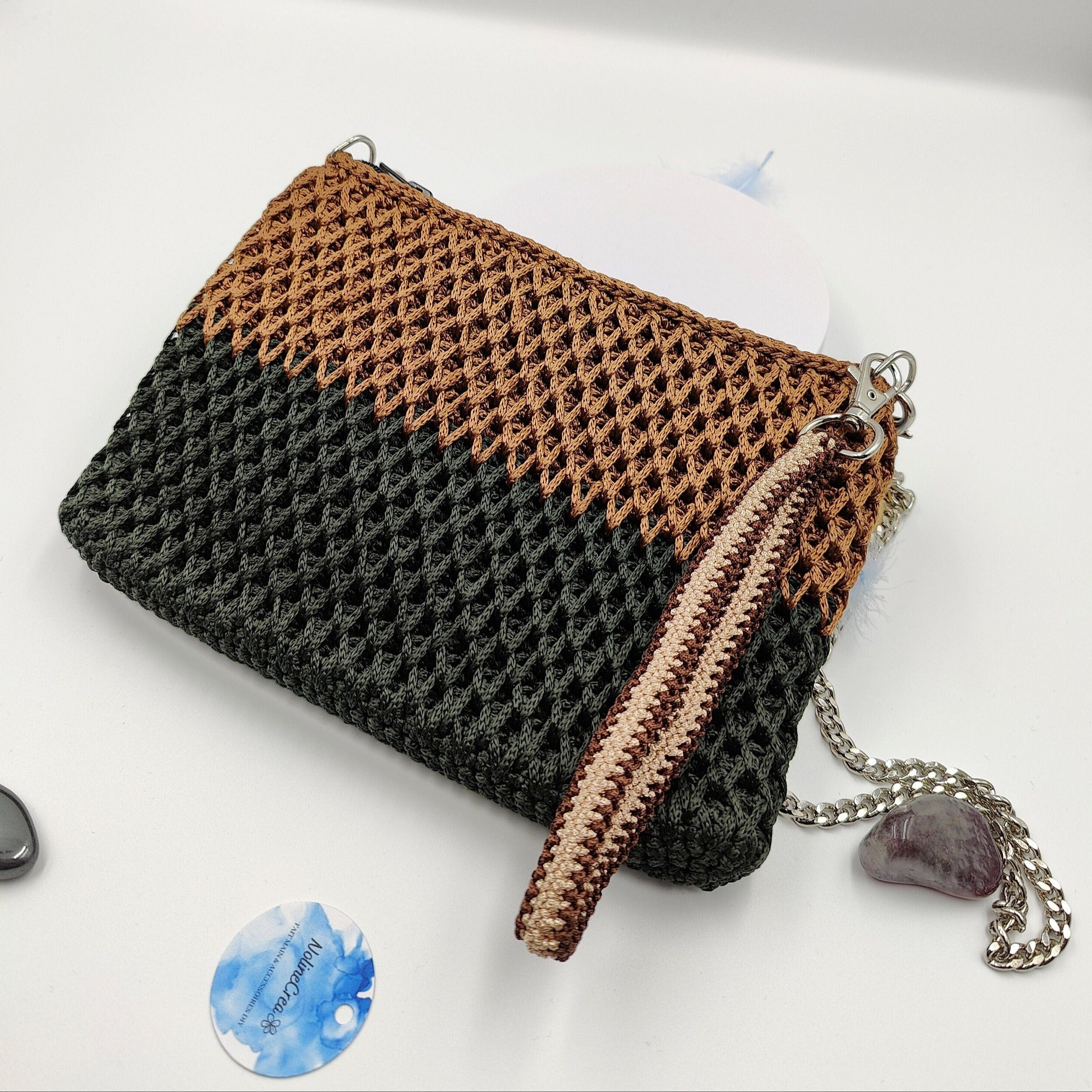 Bandoulière fait main au crochet, amovible pour sac à main