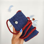 Housse de téléphone fait main au crochet, avec bandoulière rouge porté