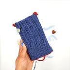 Housse de téléphone fait main au crochet, avec bandoulière rouge