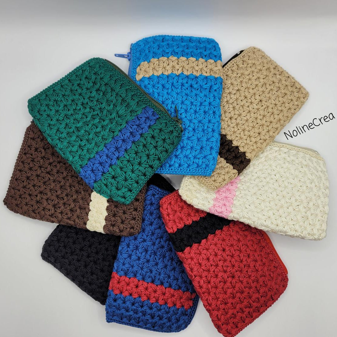 Lot de porte monnaie au crochet fait avec un point jasmin