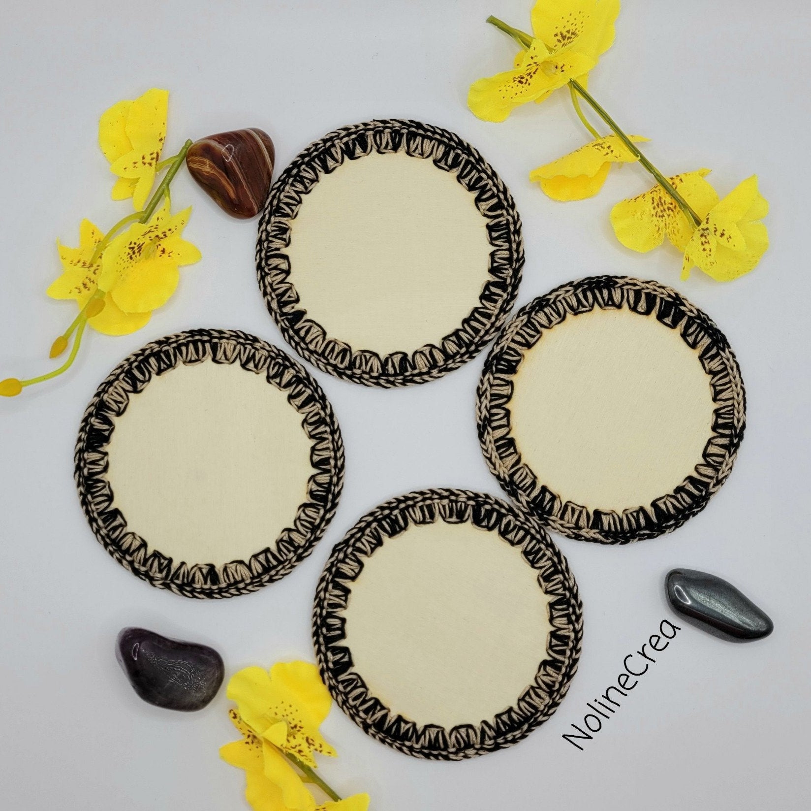 dessous de tasse ou verre base rond marron beige