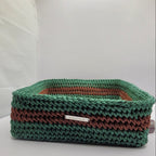 Panier au crochet base en bois carrée customiser dessin mandala