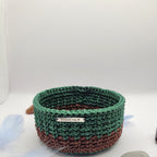 Panier de rangement au crochet vert et marron