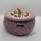 Panier rose poudrée, bonbonnière rose
