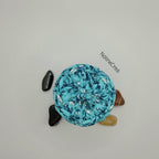 Petit pot au crochet base ronde imprimé bleu et blanc