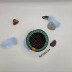 Petit pot au crochet base ronde marron et vert