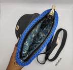 Petit sac a main bleu au crochet point épis doublure en tissus