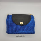 Petit sac a main bleu au crochet point épis