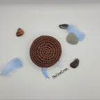 Petit vide poches en crochet marron avec base rond 9.5 cm