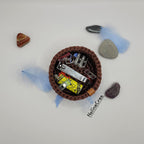 Petit vide poches en crochet marron avec base rond 9.5 cm