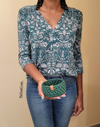 petit vide poche vert fait au crochet

