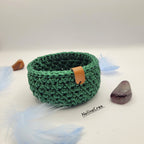 petit vide poche vert fait au crochet