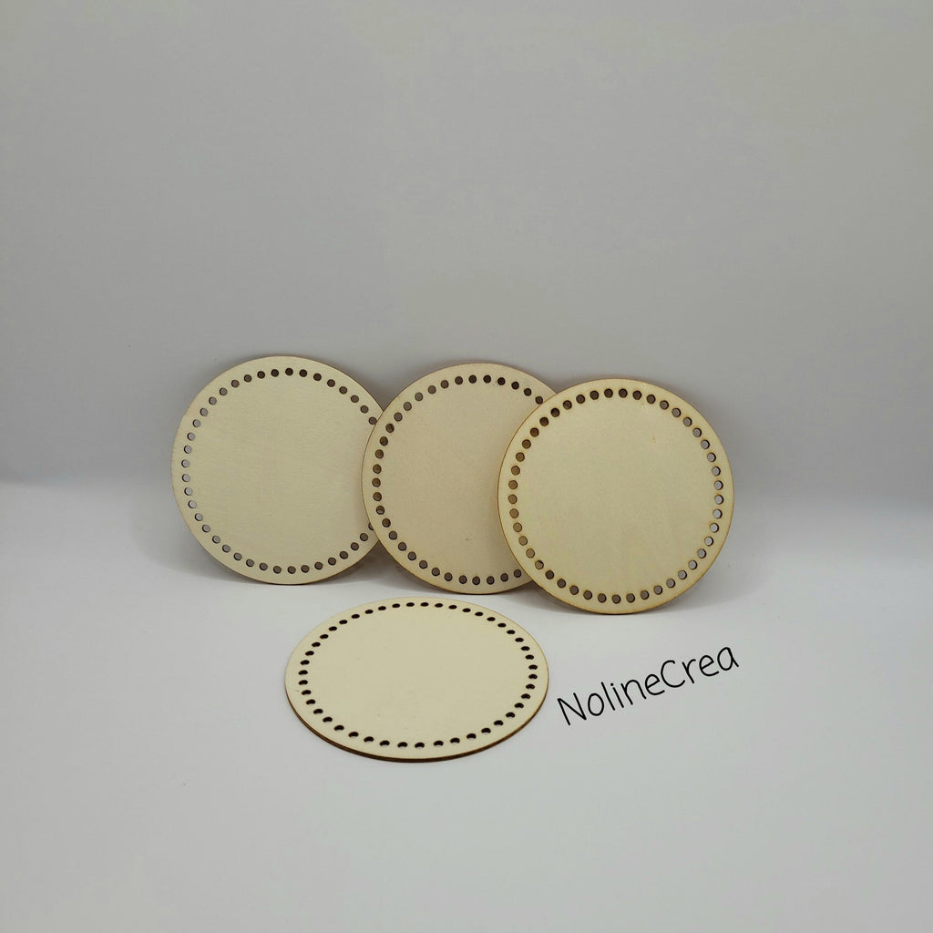 Lot de petites bases 8cm en bois pour création au crochet